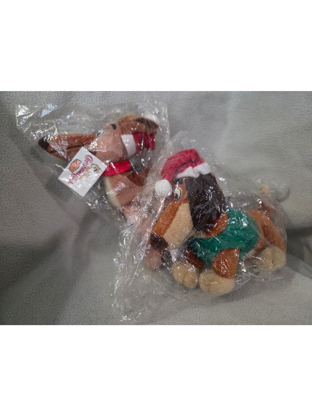 NEW set 2 Dennys All Dogs Christmas Carol Plush Dogs